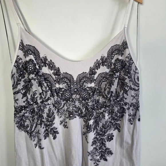 Commando Lace Trim Cami Tank Top Nude Black Floral Print Lingerie Camisol Sz L - Picture 3 of 6